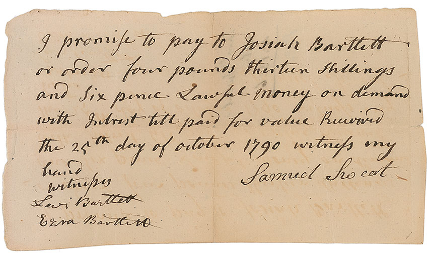 Lot #220 Declaration of Independence: Josiah