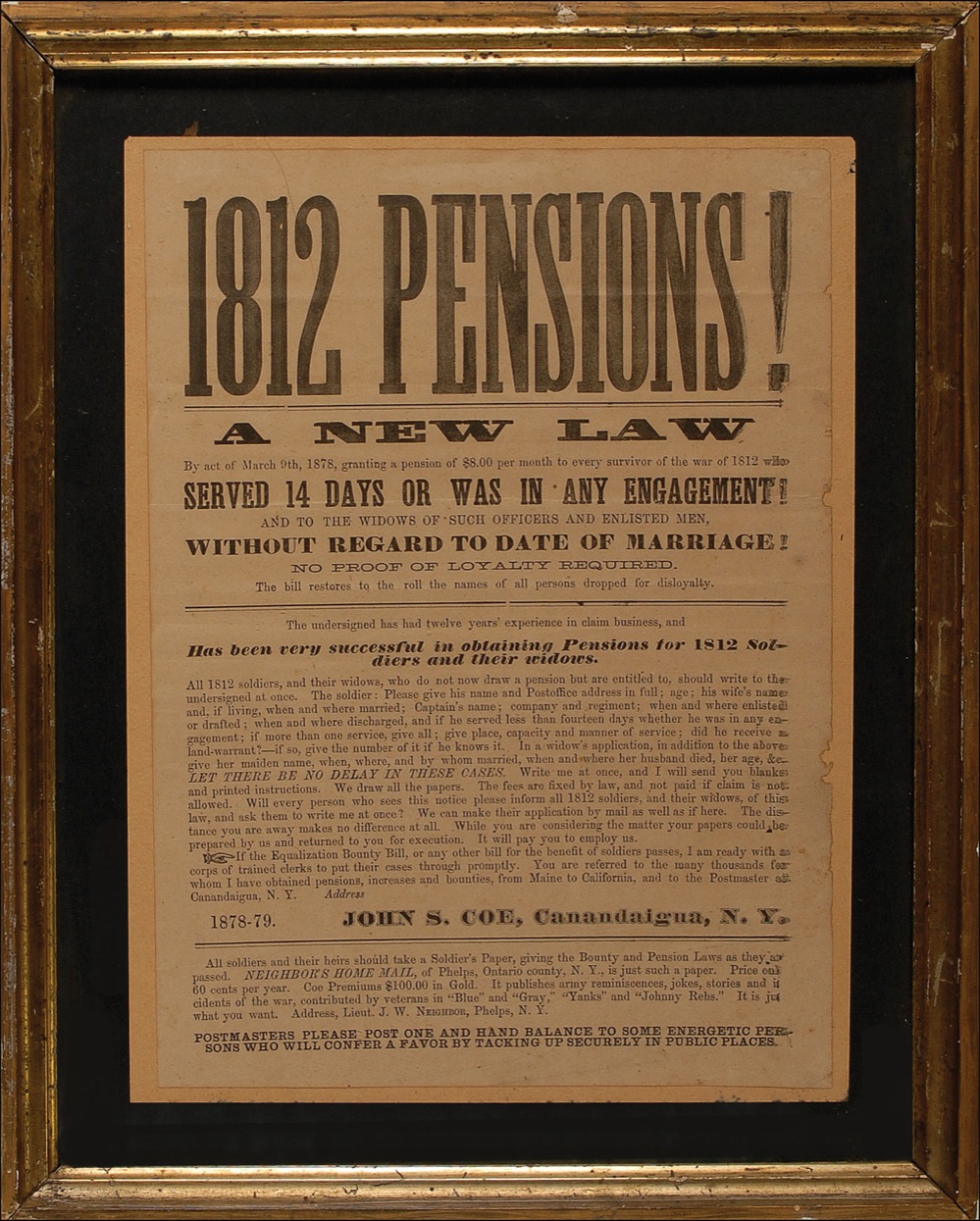 Lot #1796 War of 1812 Pensions