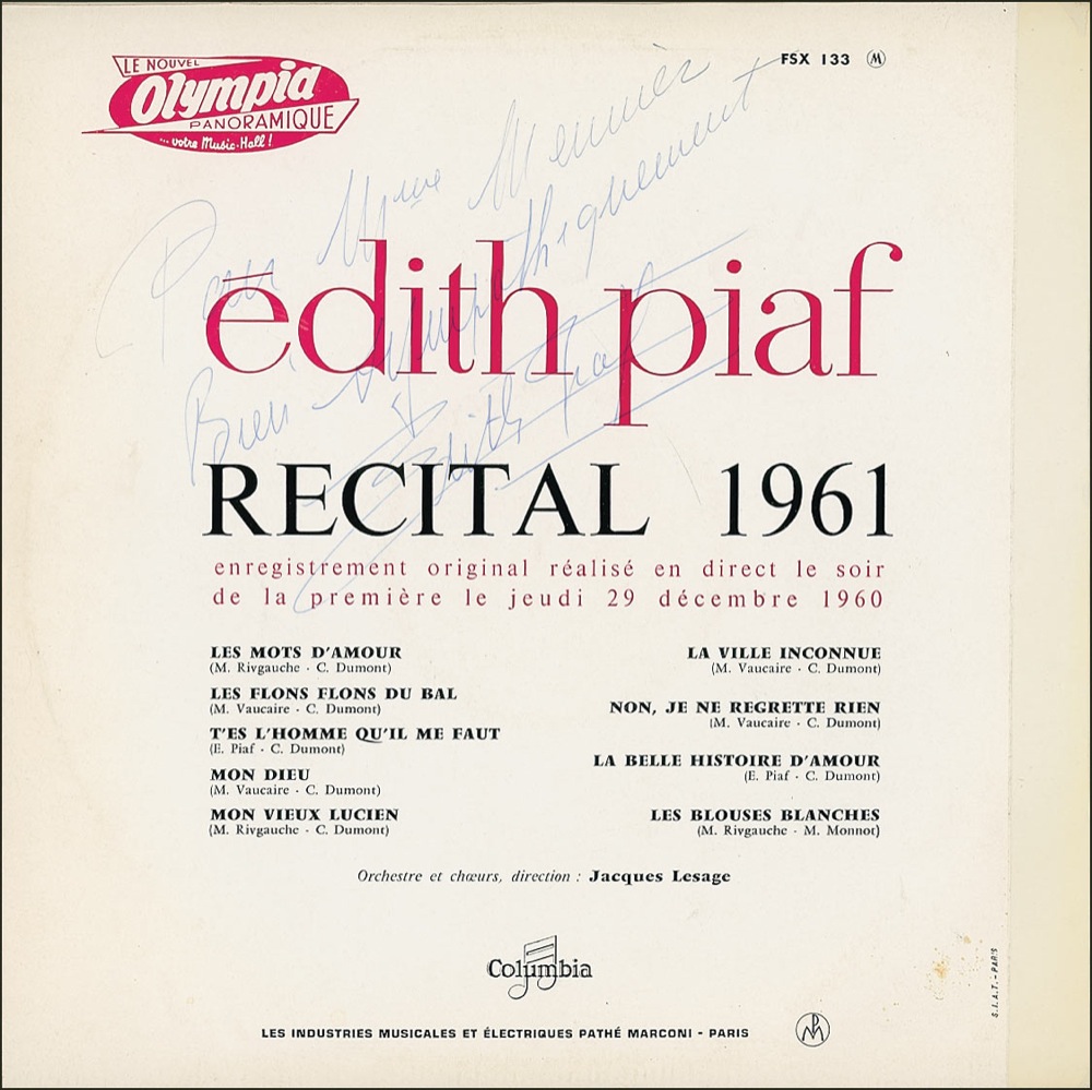 Lot #933 Edith Piaf