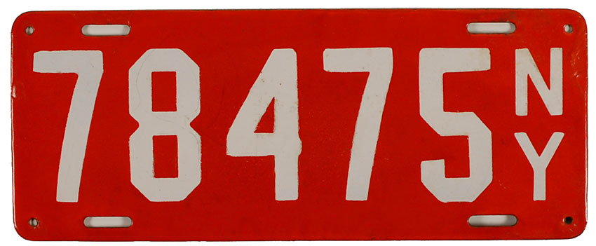 Lot #1805 NY 1912 License Plate