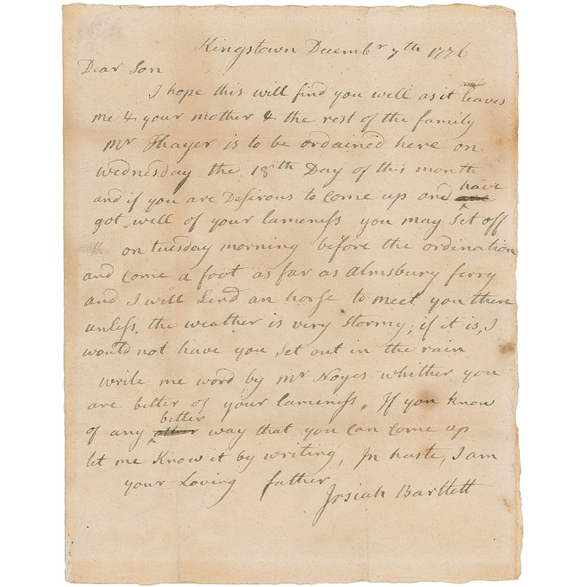 Lot #182 Declaration of Independence: Josiah