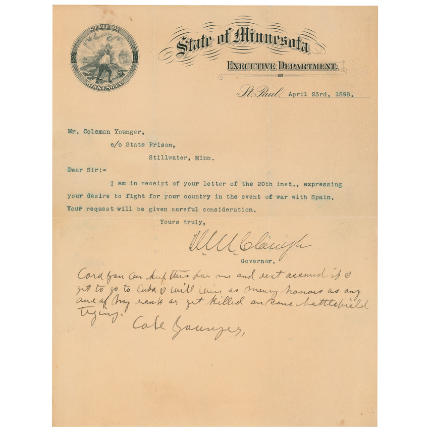Lot #13 Cole Younger Letter