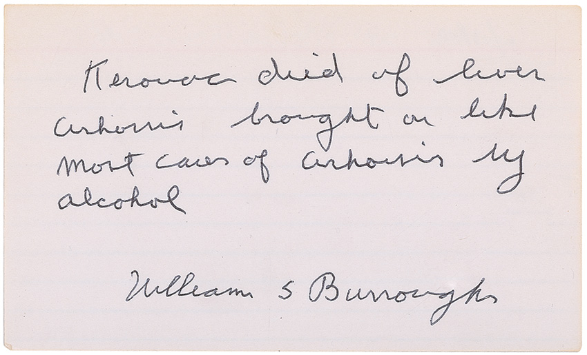 Lot #485 William S. Burroughs