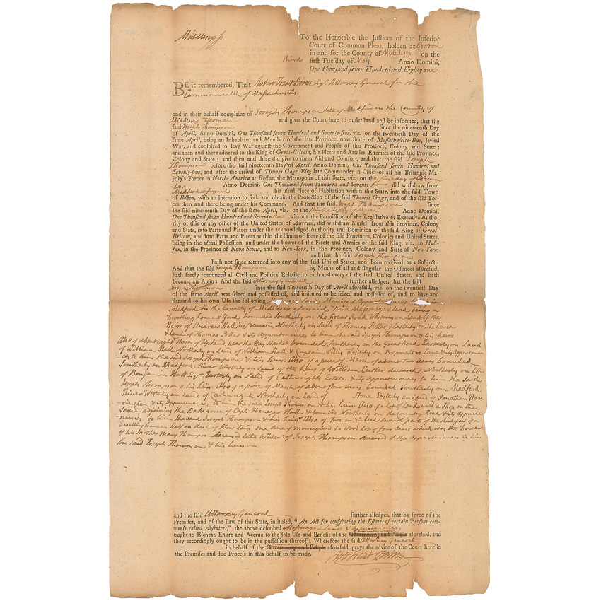 Lot #236 Declaration of Independence: Robert Treat