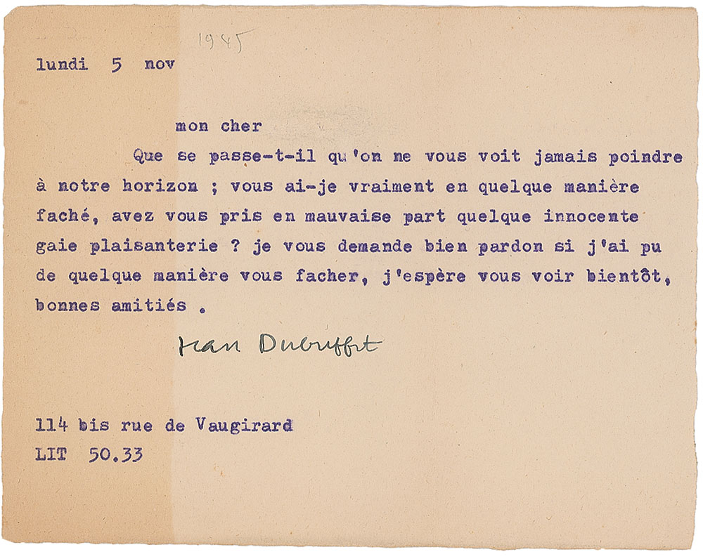 Lot #1557 Jean Dubuffet