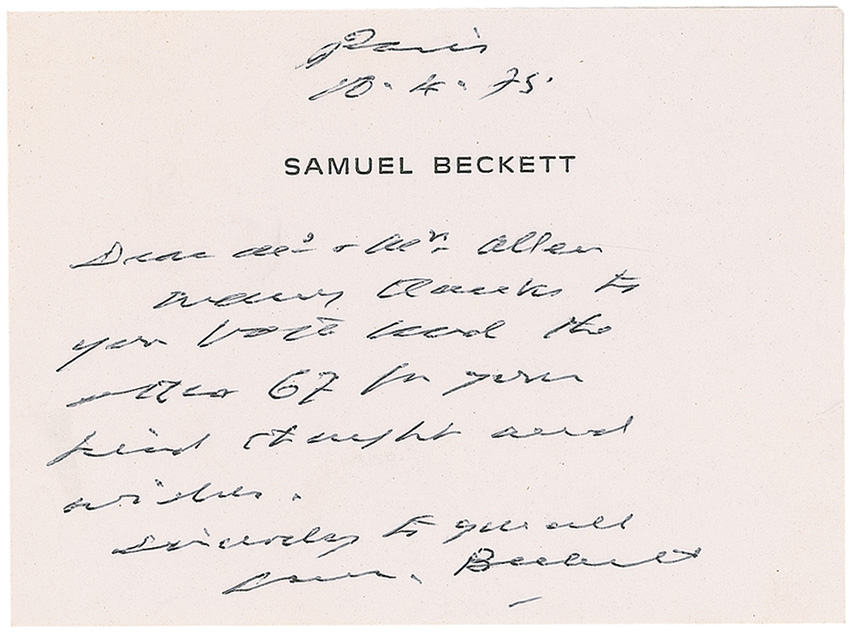 Lot #555 Samuel Beckett