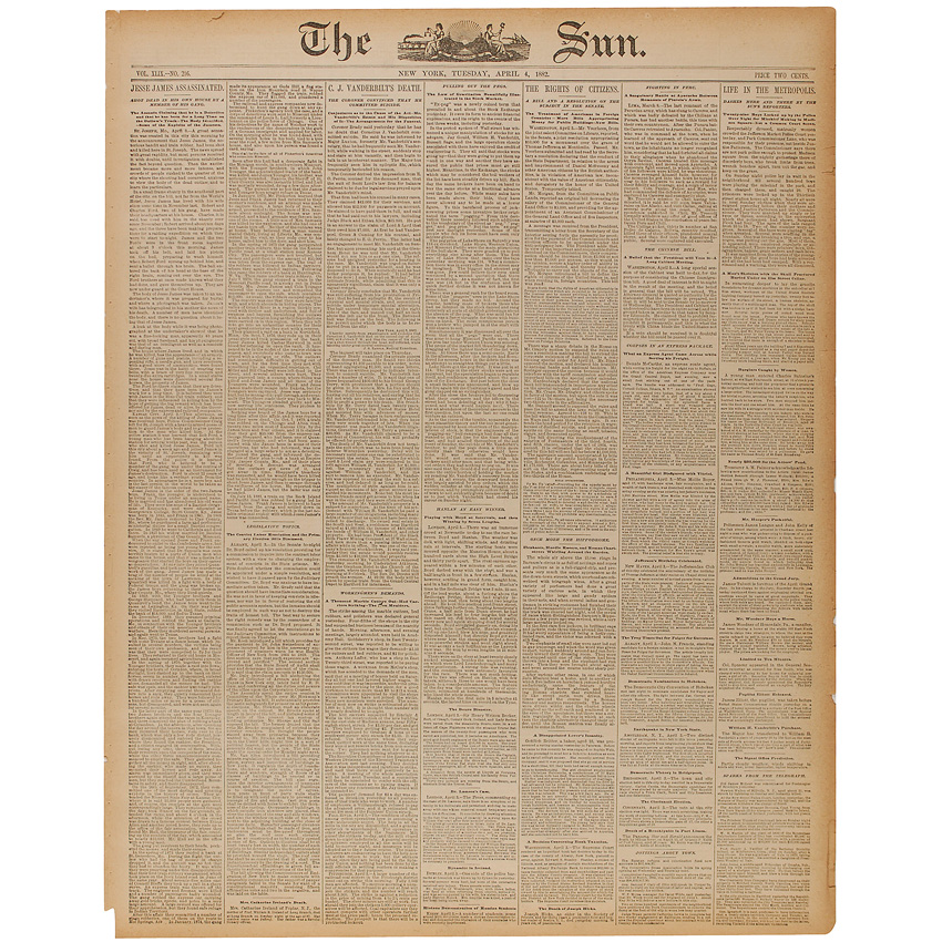 Lot #15 Jesse James Newspaper