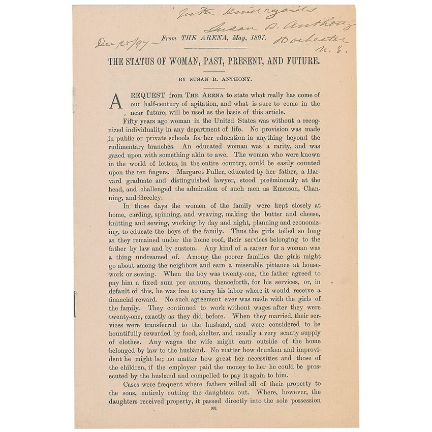 Lot #388 Women's Rights: Susan B. Anthony