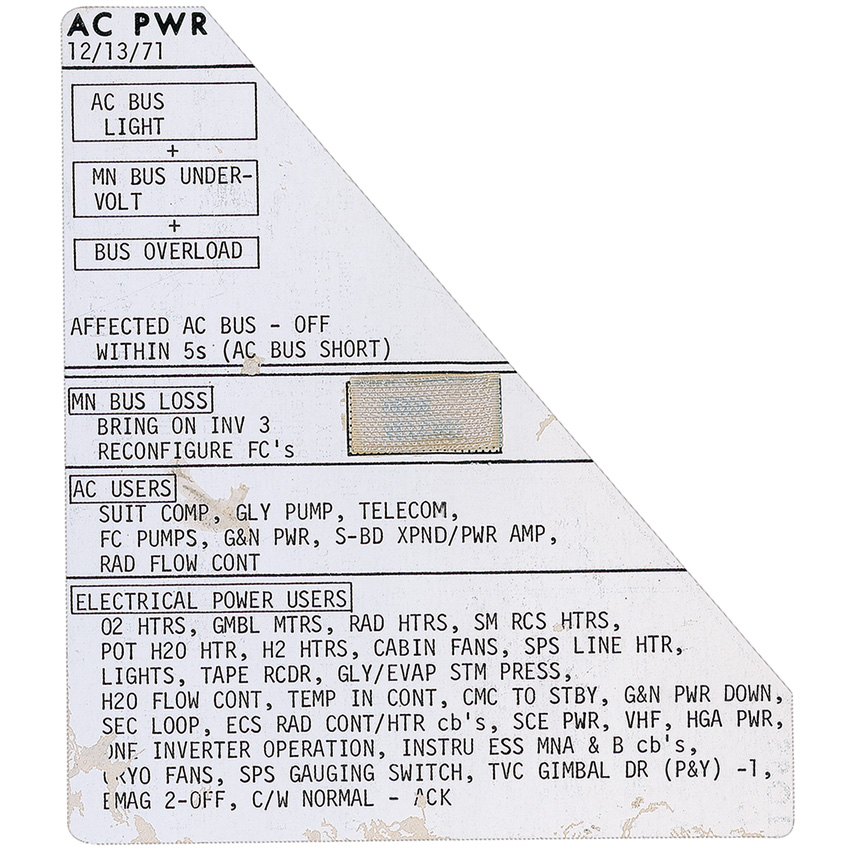 Lot #554 Apollo 16 Training Cue Card