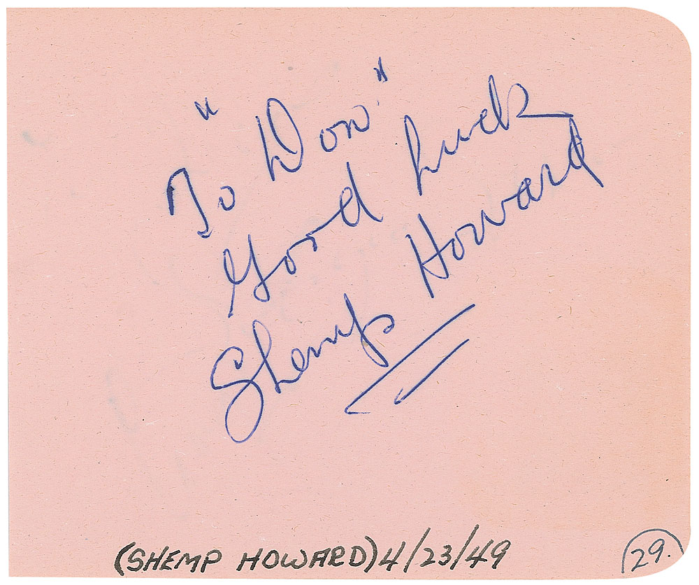 Lot #1257 Three Stooges: Shemp Howard