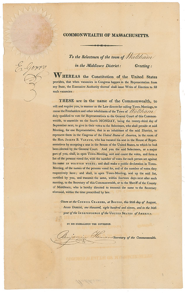 Lot #286 Declaration of Independence: Elbridge