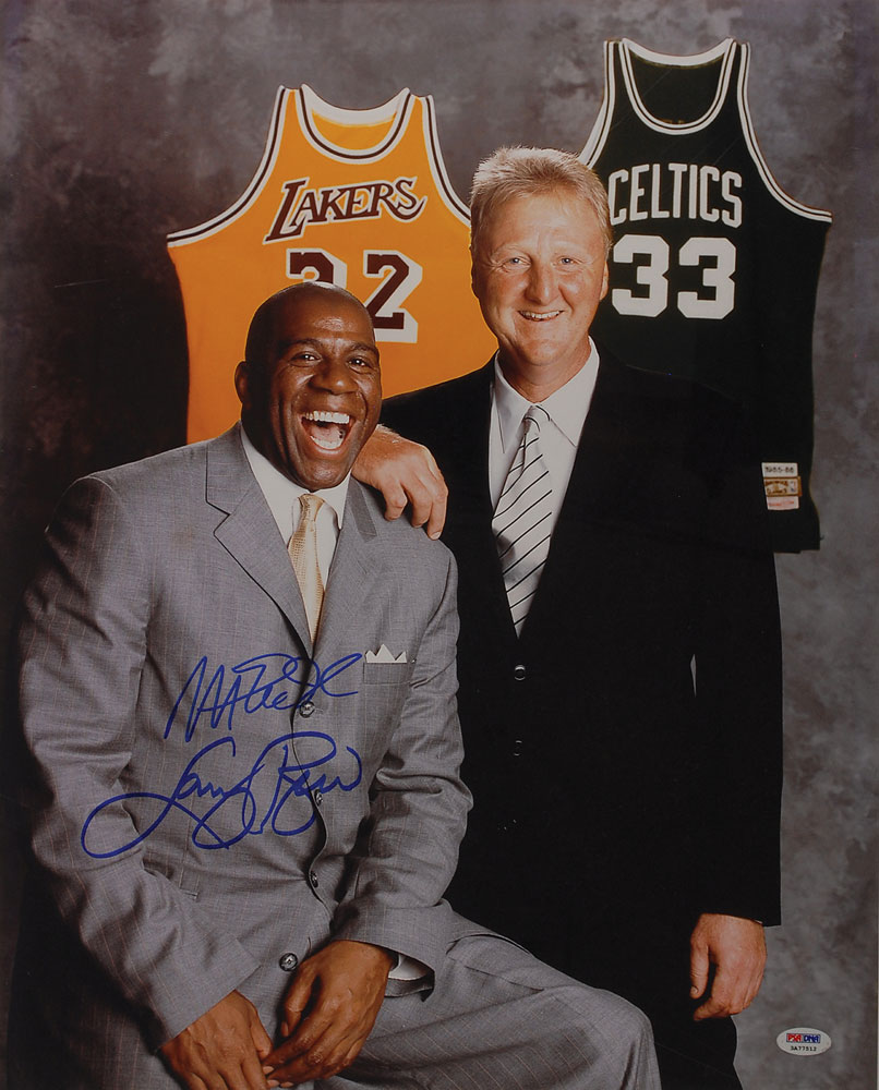 Lot Detail - Larry Bird & Magic Johnson Signed Jerseys (2)