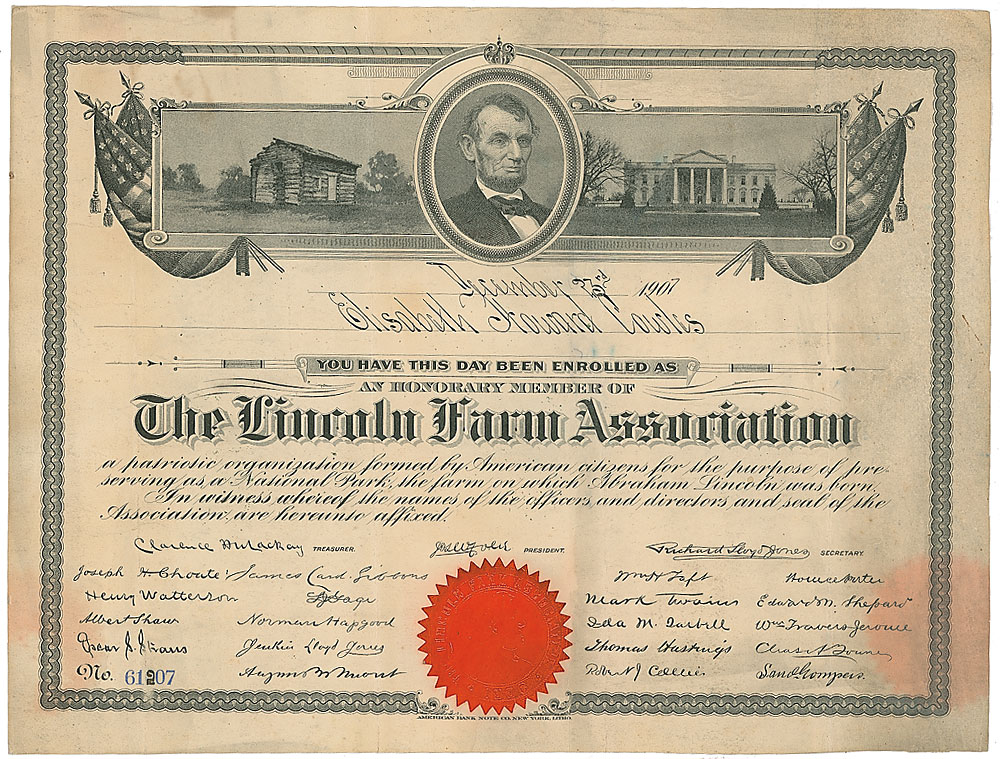 Lot #39 Lincoln Certificate