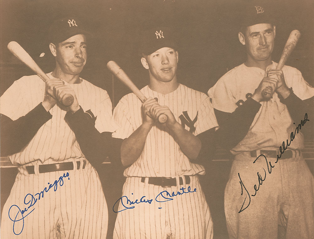 Lot #1487 Joe DiMaggio, Ted Williams, and Mickey