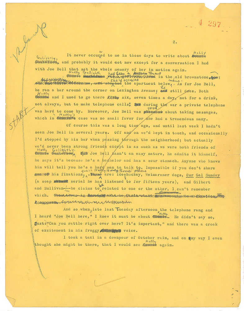 Lot #283 Breakfast at Tiffany's Hand-Corrected Manuscript by Truman Capote - Image 3