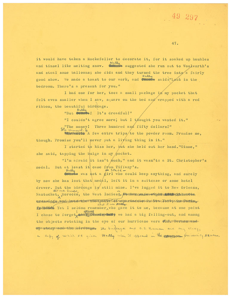 Lot #283 Breakfast at Tiffany's Hand-Corrected Manuscript by Truman Capote - Image 6