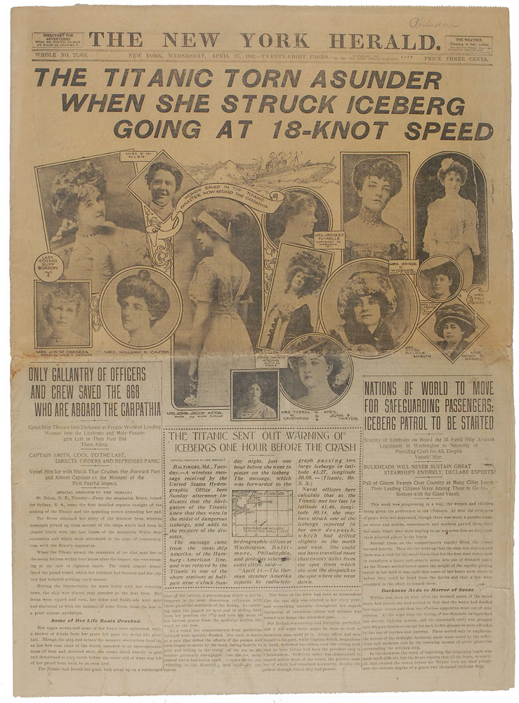 Lot #137 New York Herald: April 17, 1912