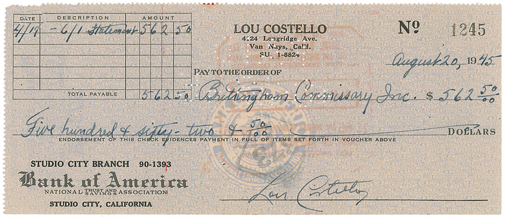 Lot #1018 Lou Costello
