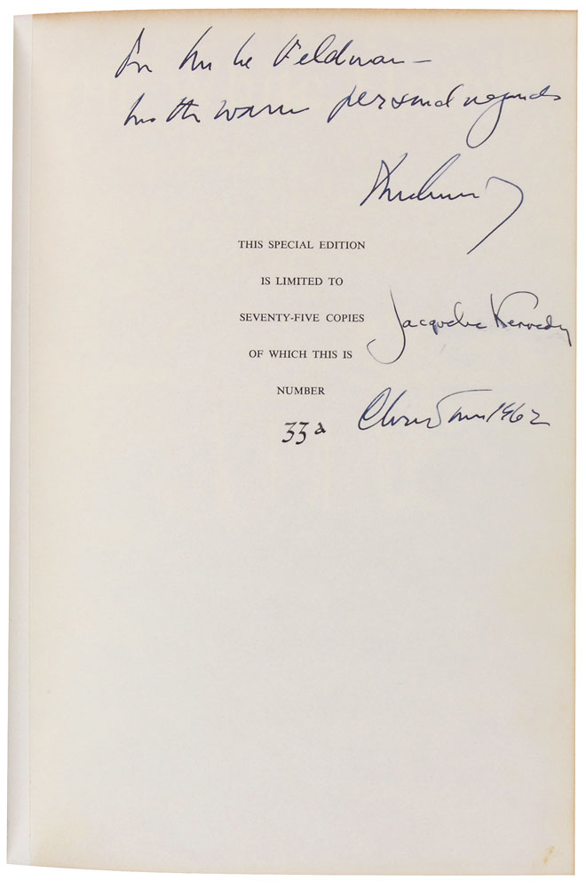 Lot #9 John and Jacqueline Kennedy 1962 Signed