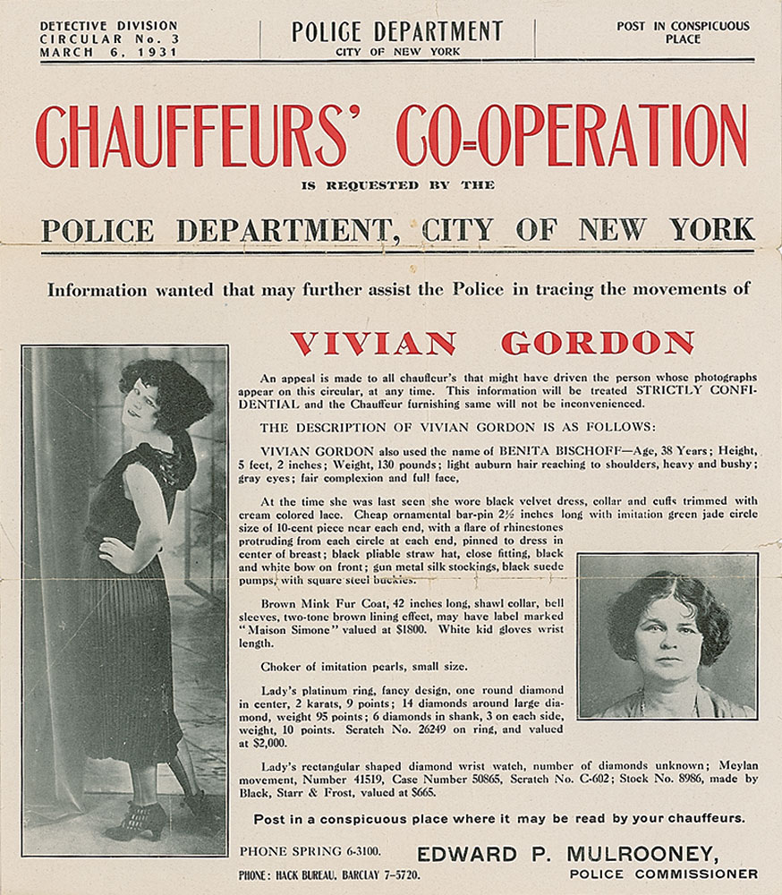 Lot #2192 Wanted Poster: Vivian Gordon