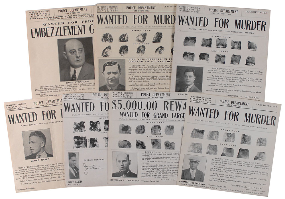Lot #2221 NYPD Wanted Posters: 1929