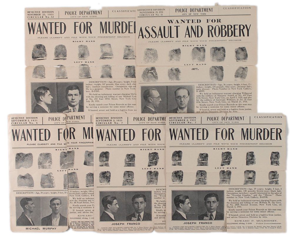 Lot #2222  NYPD Wanted Posters: 1931