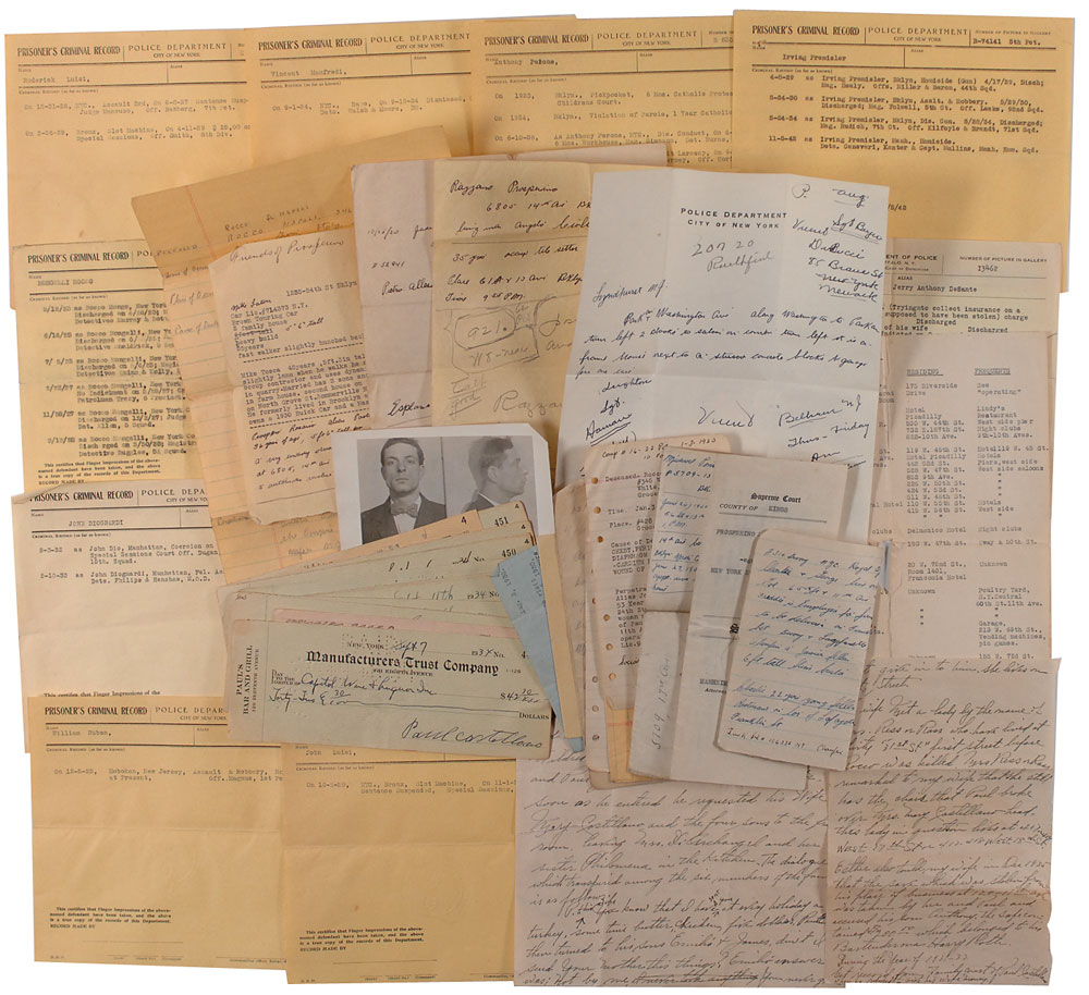 Lot #2208 NYPD Mobster Criminal Records