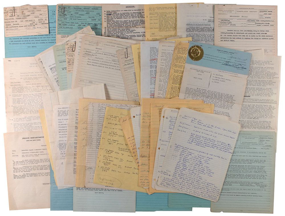 Lot #2206 NYPD Mobster Complaint Reports and