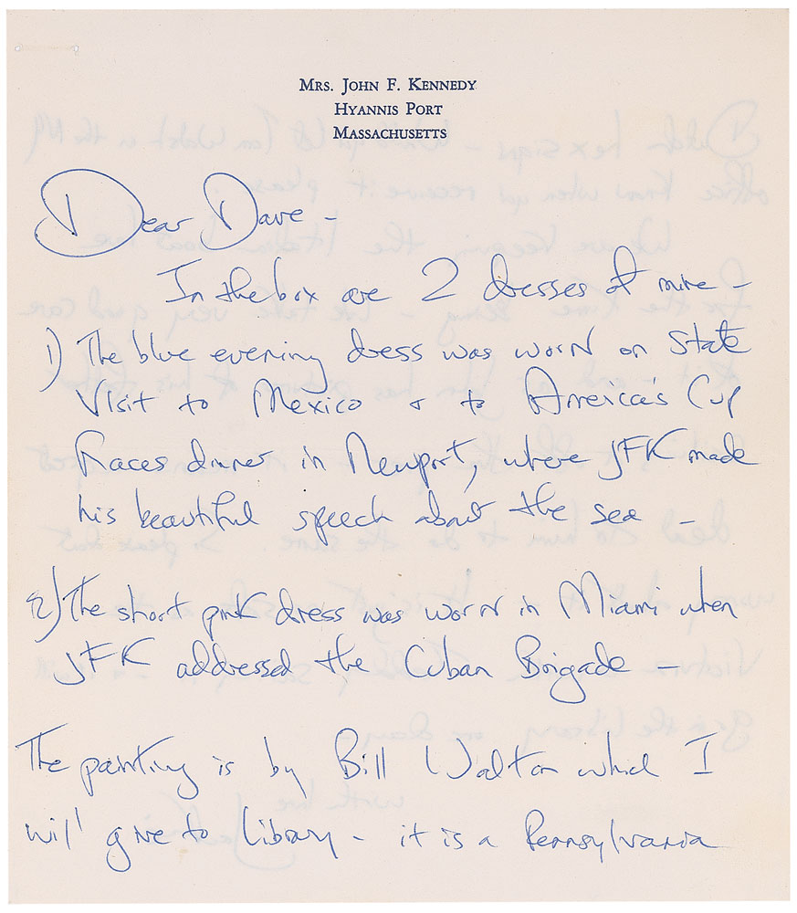 Lot #285 Jacqueline Kennedy Autograph Letter