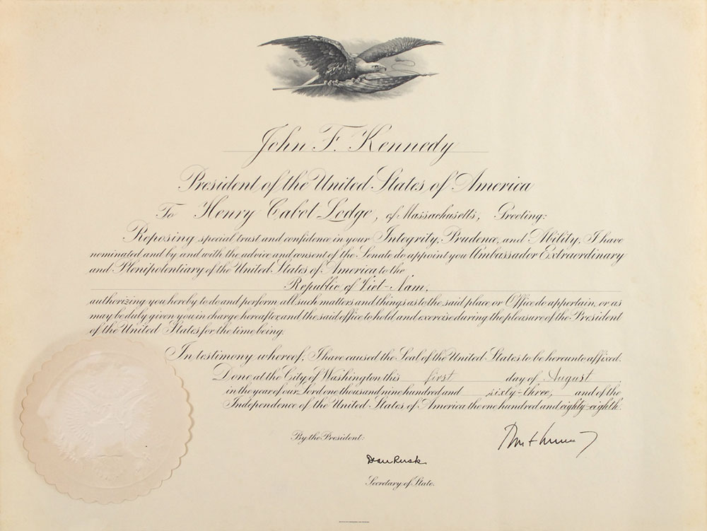 Lot #14 John F. Kennedy 1963 Signed Appointment of