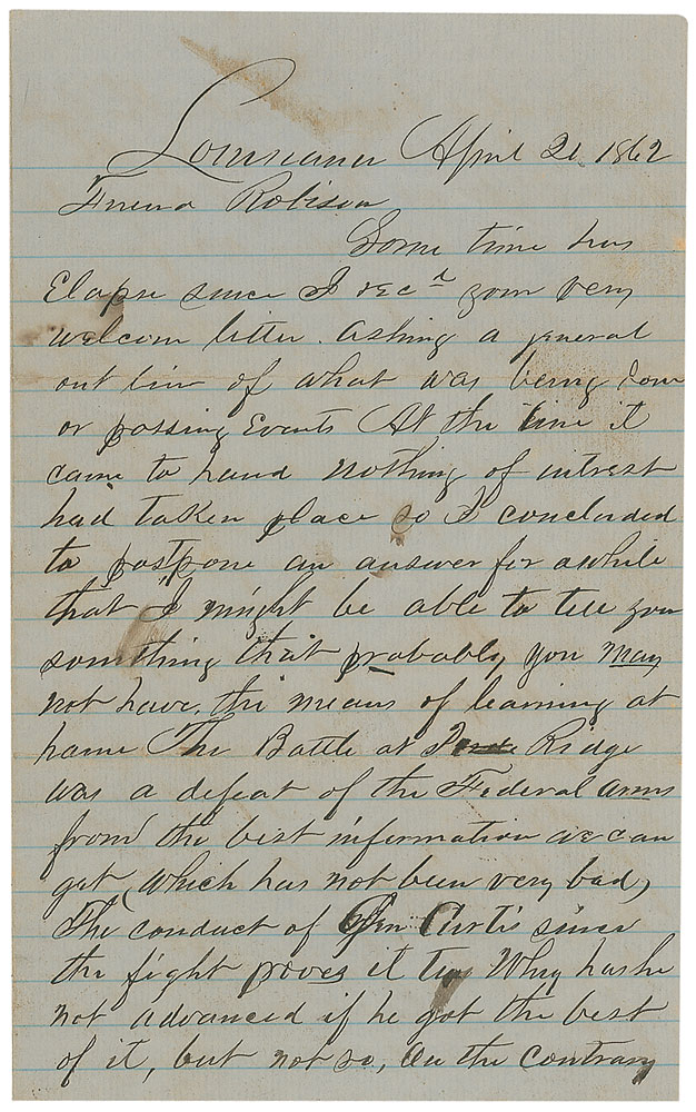 Lot #396 Union Soldier’s Letter