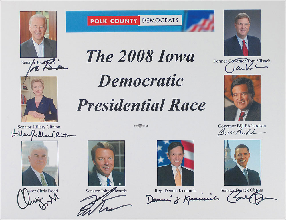 Lot #393 Iowa Democratic Presidential Race 2008
