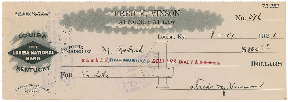 Lot #1872 Supreme Court: Fred M. Vinson