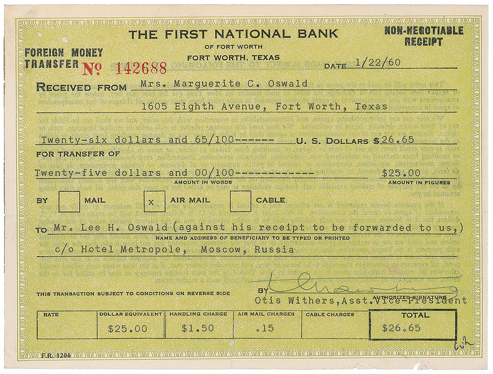 Lot #166 Lee Harvey Oswald 1960 Foreign Money