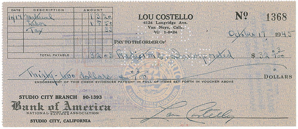 Lot #1363 Lou Costello
