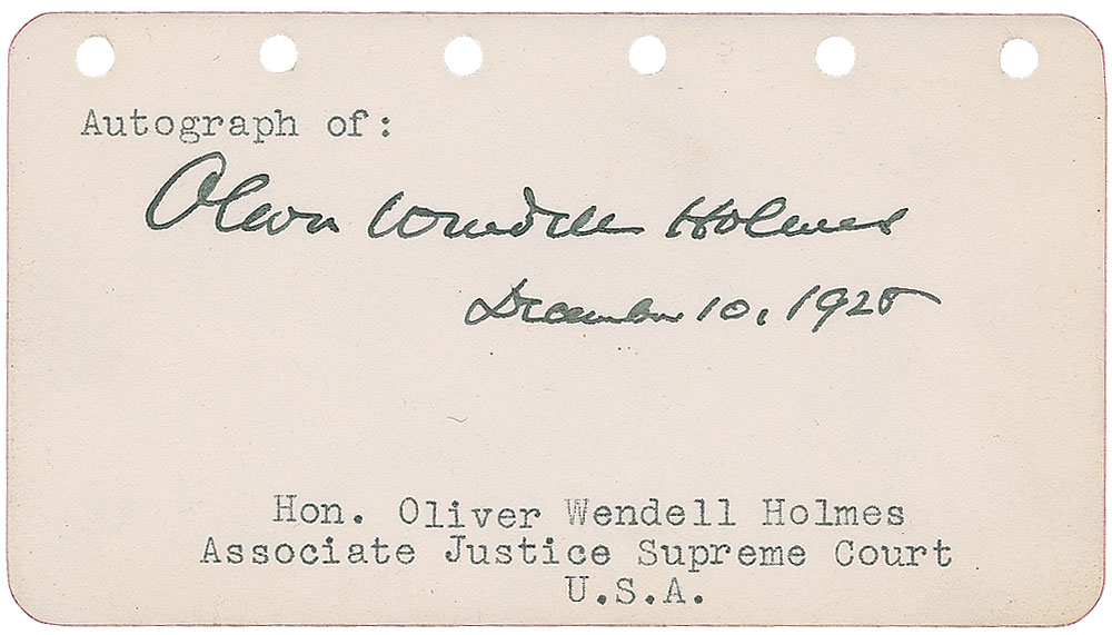 Lot #638 Supreme Court: Oliver Wendell Holmes, Jr