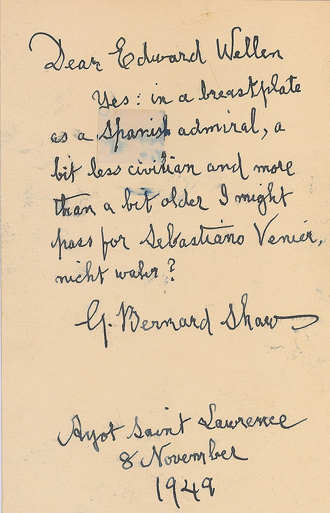 Lot #885 George Bernard Shaw