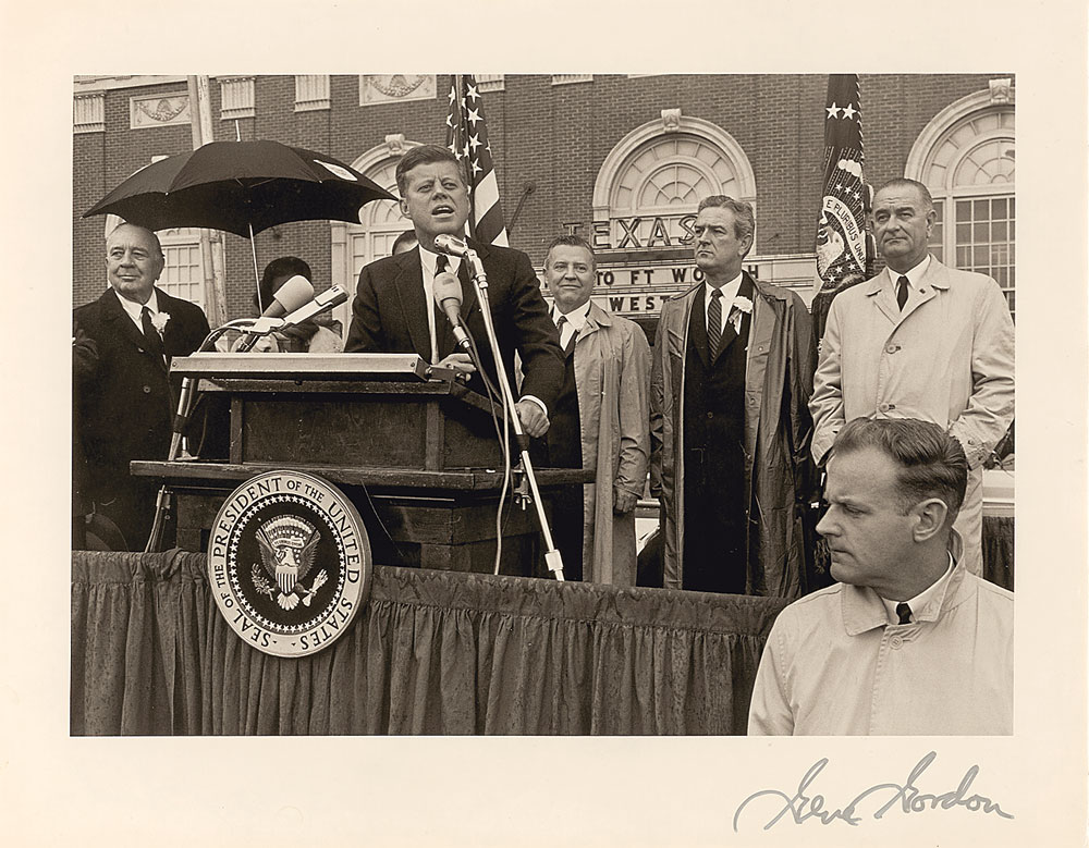 Lot #135 John F. Kennedy and LBJ Photograph Giving