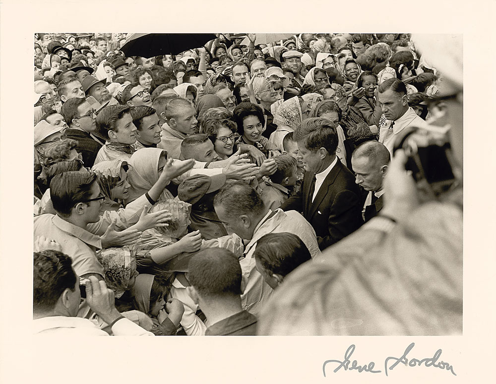 Lot #129 John F. Kennedy Photograph Greeting a