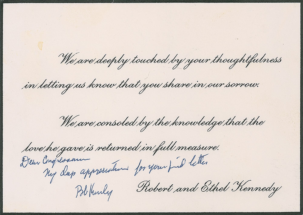Lot #287 Robert F. Kennedy Autograph Note Signed