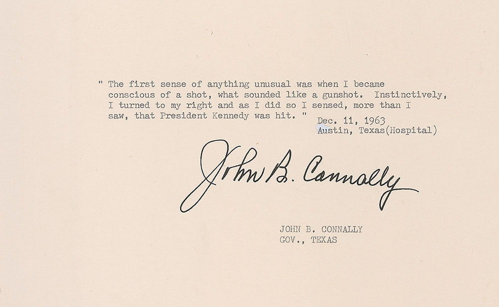 Lot #192 Mr. and Mrs. John Connally’s Signed