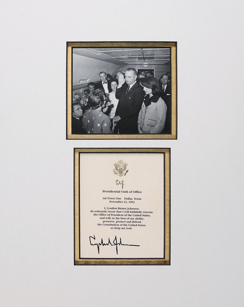 Lot #235 Lyndon B. Johnson Souvenir Signed Oath of