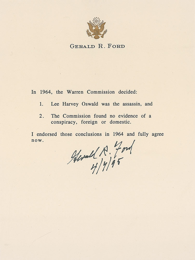 Lot #303 Gerald Ford Signed Warren Commission