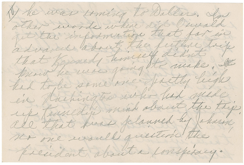 Lot #260 Jack Ruby Handwritten Letter from Jail Identifying LBJ as the Kennedy Assassination Mastermind  - Image 10