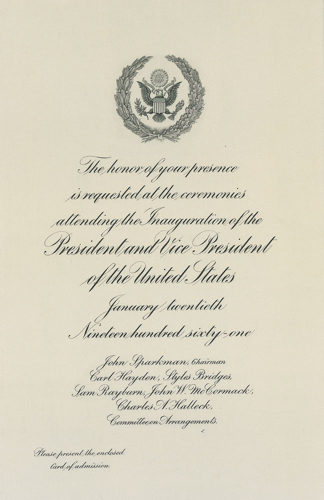 Lot #52 John F. Kennedy Presidential Inauguration