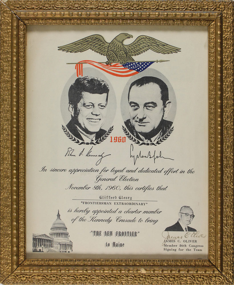 Lot #92 John F. Kennedy Certificate