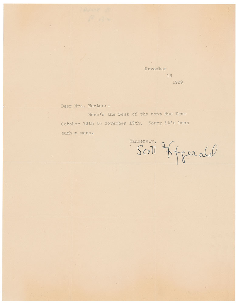Lot #556 F. Scott Fitzgerald