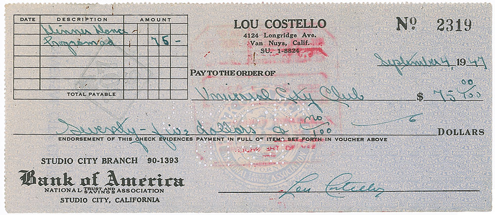 Lot #1326 Lou Costello