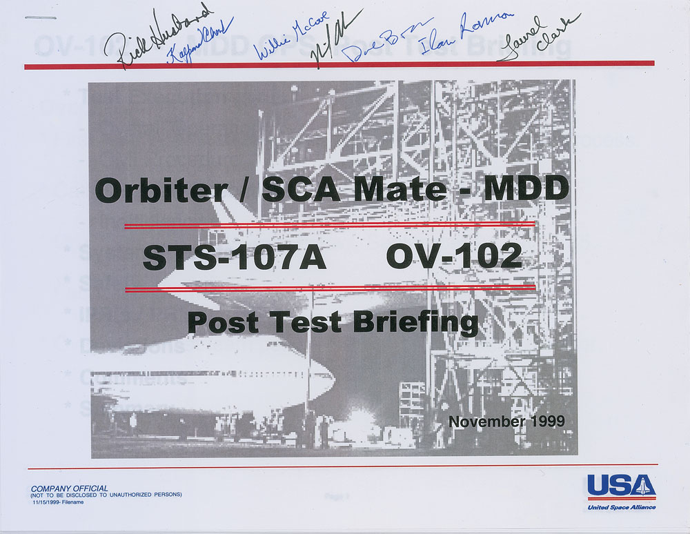 Lot #459 Columbia STS-107