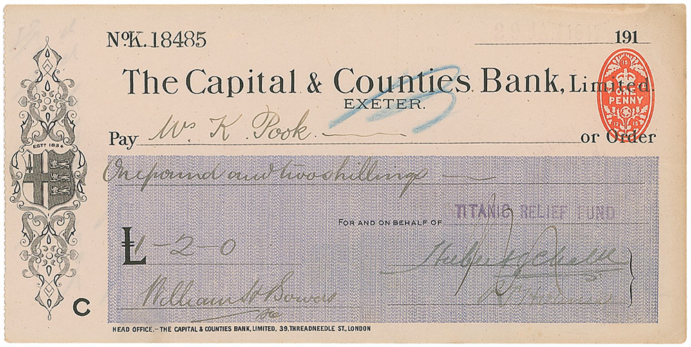 Lot #298 Titanic Relief Fund